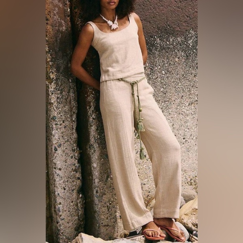 NWT Free People Tidal Pant Set in Ceramic Stone - Size X-Large MSRP $108
